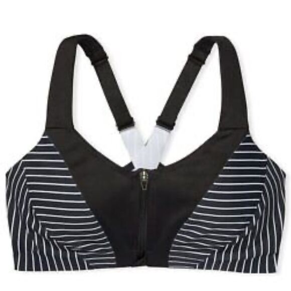 Victoria’s Secret knockout Maximum Support Front Close Sports Bra black striped - Picture 1 of 6
